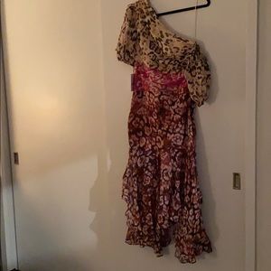 AMUR Jaylah One-Shoulder Printed Midi Dress Size 4